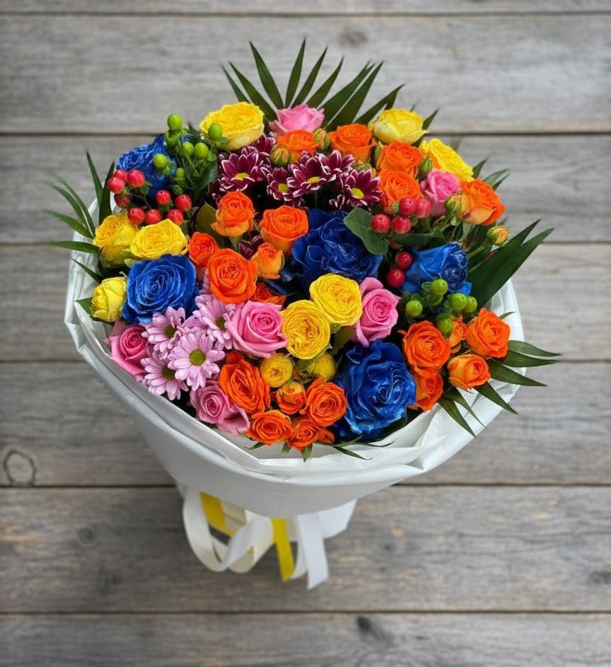 Букет цветов из: Розы и Хризантемы в Новоромановском