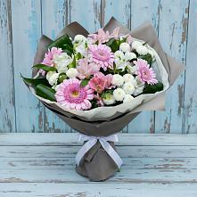 Букет цветов из:  Герберы, Альстромерии и Хризантемы в Новоромановском