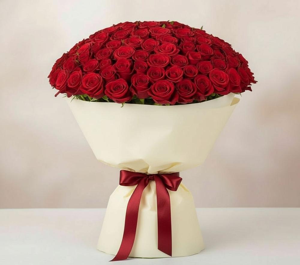 Букет 101 Красная роза Милано в Новоромановском