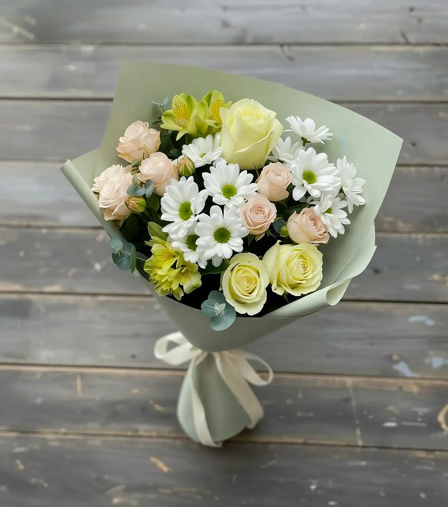 Букет цветов из: Альстромерии, Розы и Хризантемы в Новоромановском