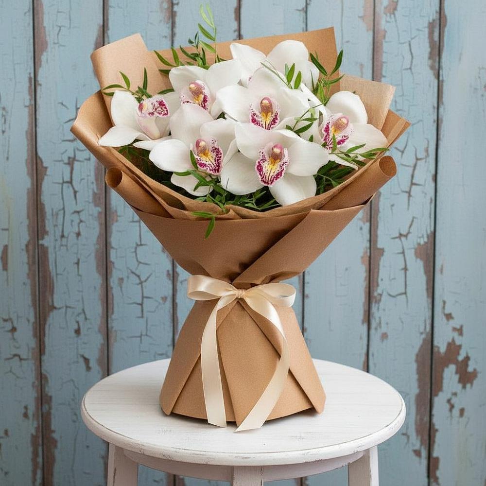 Букет цветов из: Орхидеи и Розы в Новоромановском