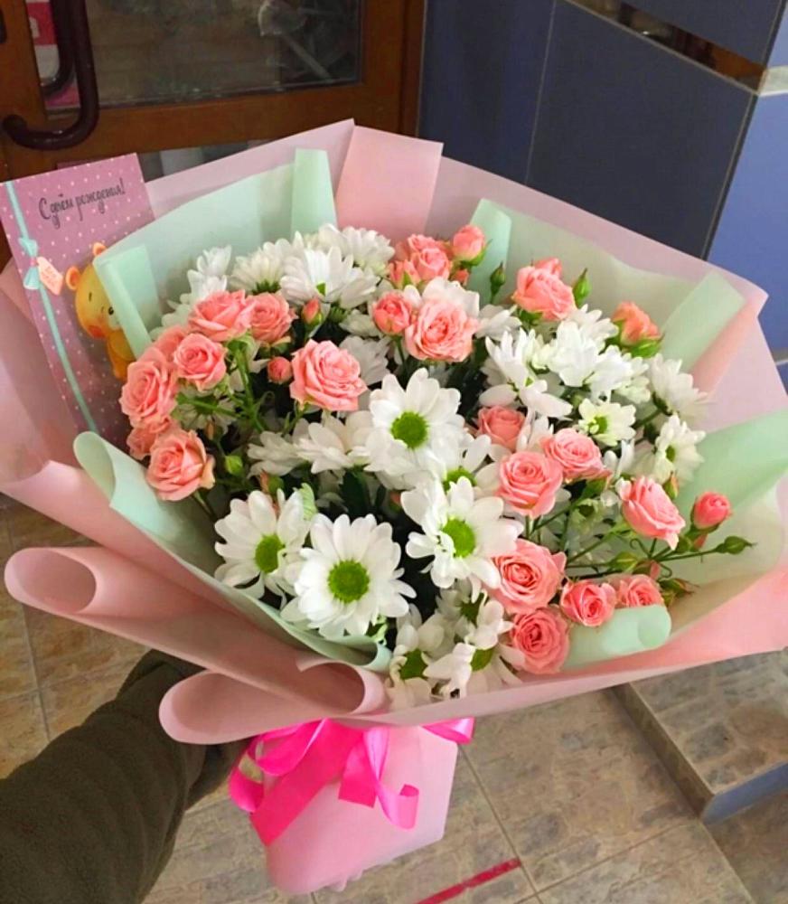 Букет цветов из: Розы и Хризантемы в Новоромановском