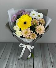 Букет цветов из:  Розы, Герберы и Хризантемы в Новоромановском