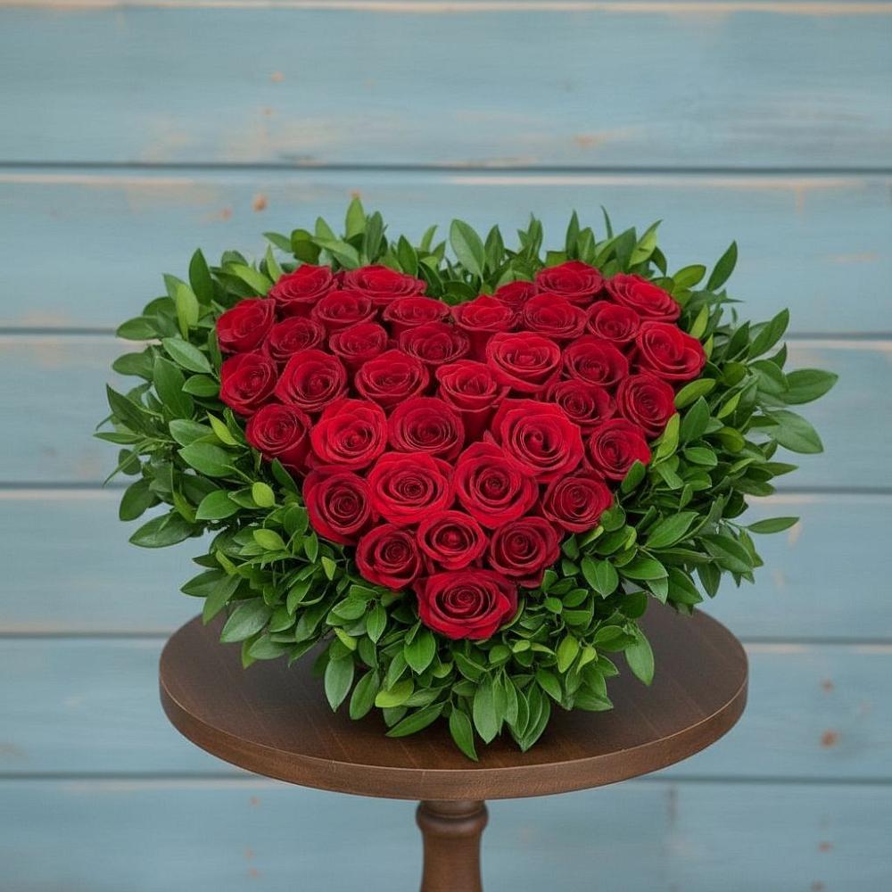 Цветочная композиция из Розы в виде сердца в Новоромановском