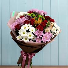 Букет цветов из:  Розы, Хризантемы и Альстромерии #REPLACE_PRED# Новоромановском