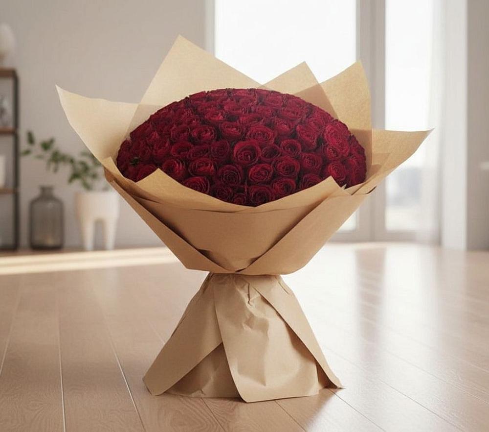 Букет 101 Красная роза в Новоромановском